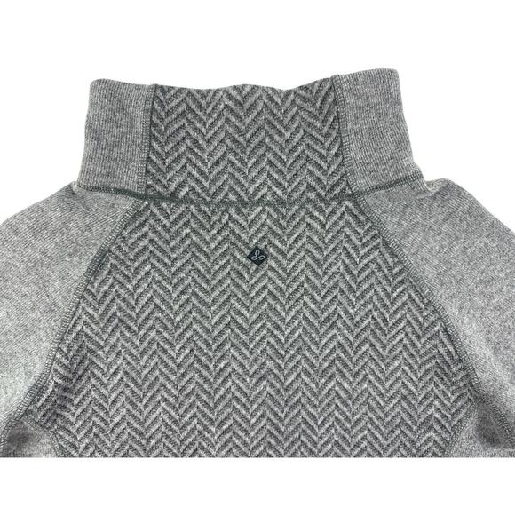 PrAna Lucia Sweater Drawstring Mock Neck Gray Wool Blend Button Accent Women LG - Picture 9 of 16